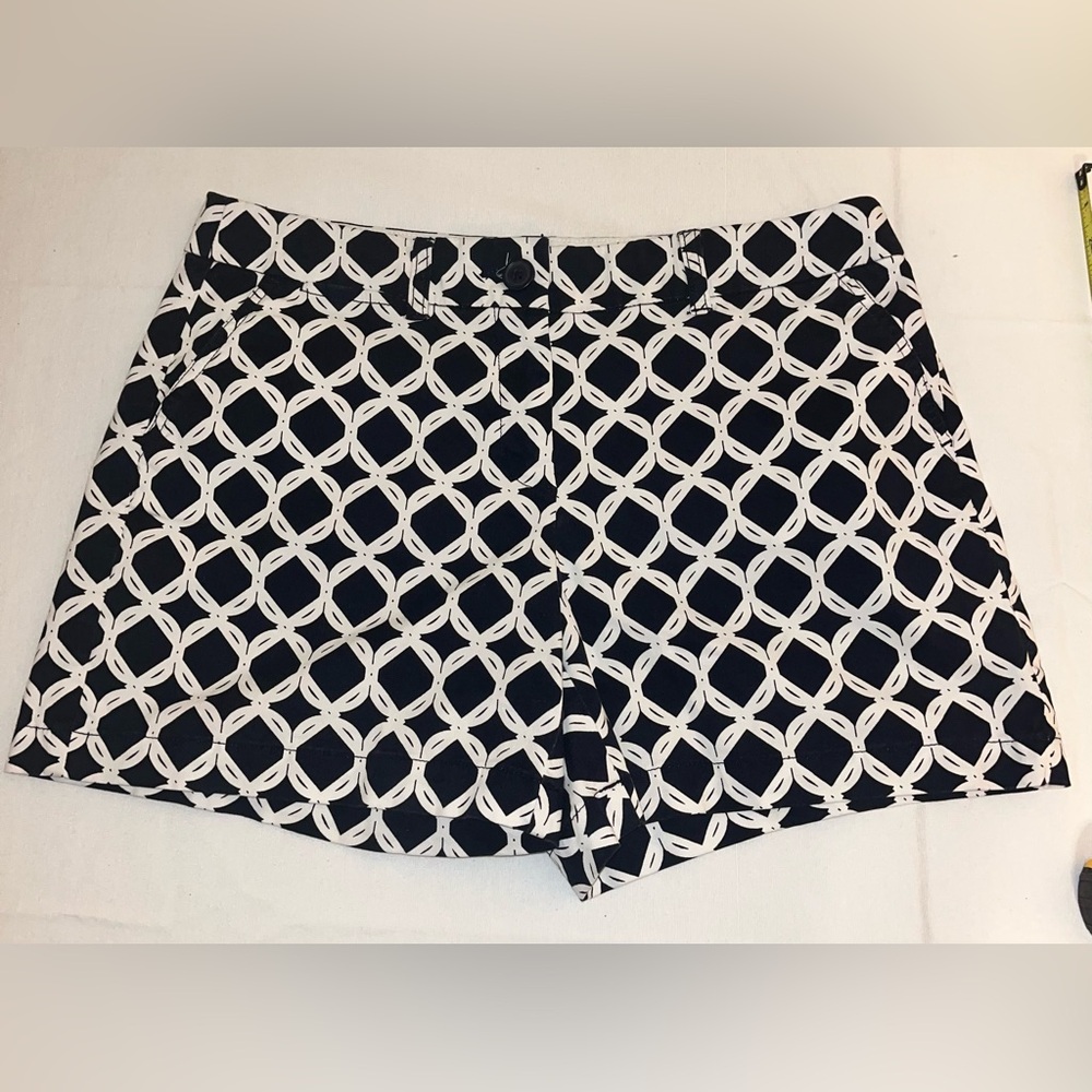 crown & ivy Navy and White Geometric Print Shorts
